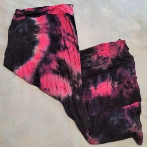 Stretch Black/Pink Tie Dye Maxi Skirt, size L/XL